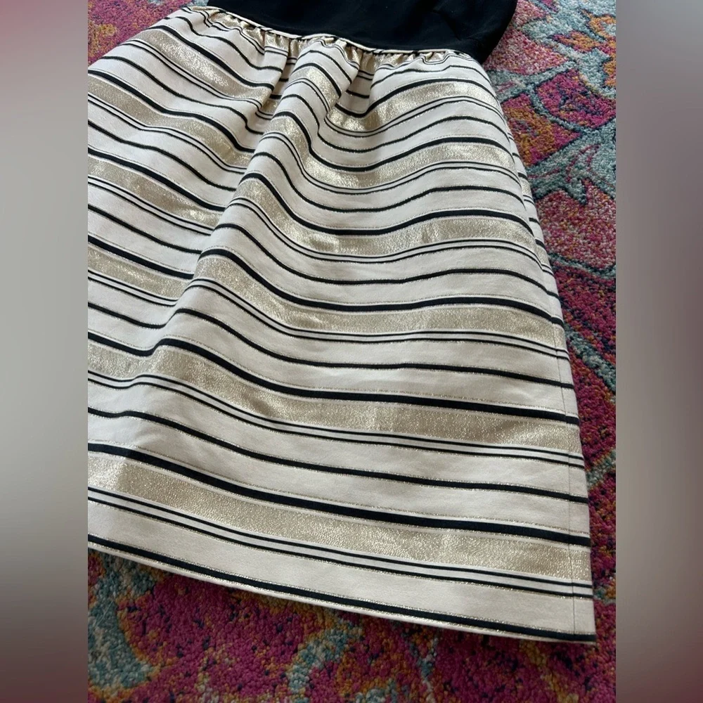J. Crew | Women’s black/gold metallic striped sleeveless silk blend party dress2